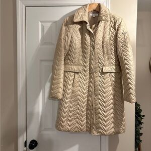 Via Spiga Quilted Cream Puffer Coat